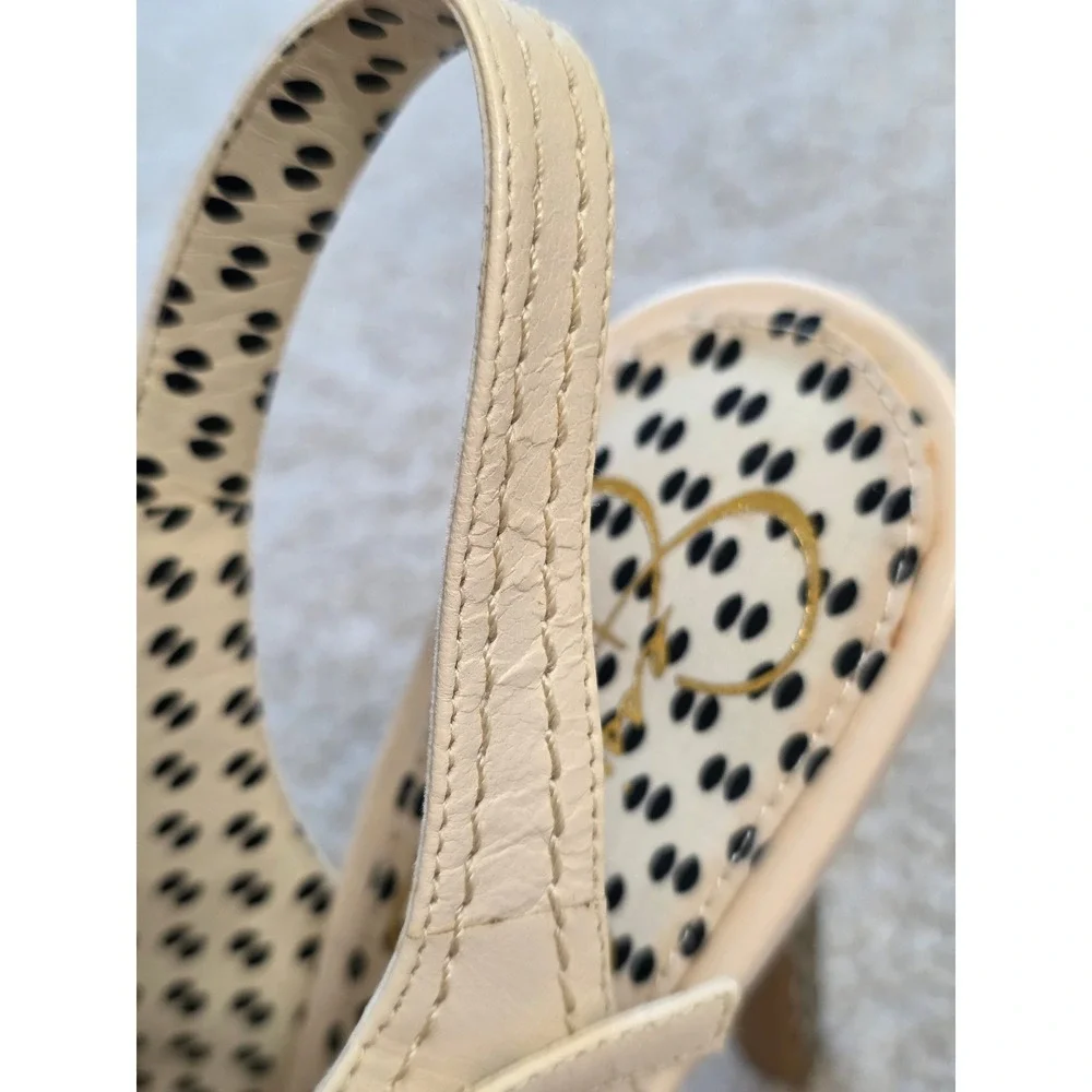 Jessica Simpson Eddy Cream Leather Platform Peep Toe Slingback Pumps JS-ED 7.5B